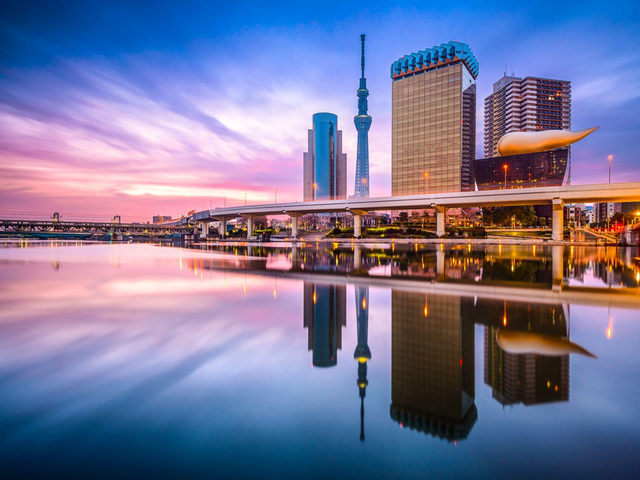 Skyline von Tokyo, Sumida River, Japan Reisen