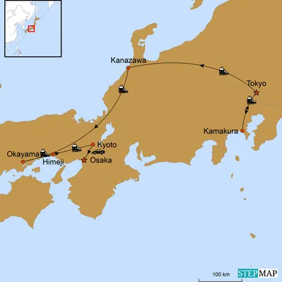 Reiseroute, Japan Reise