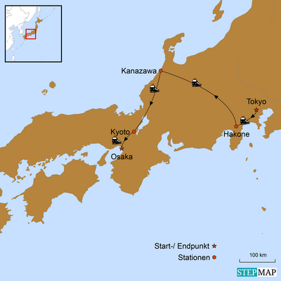 Reiseroute, Japan für die ganze Familie, Japan Familienreise